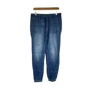 American Eagle Outfitters Womens Blue Denim Joggers Jeans Elastic Waist 10 Long